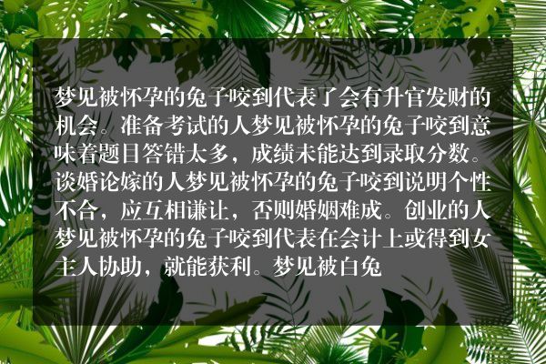 梦见被怀孕的兔子咬到是什么意思有什么预兆