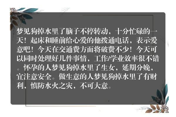 梦见狗掉水里了是什么意思有什么预兆
