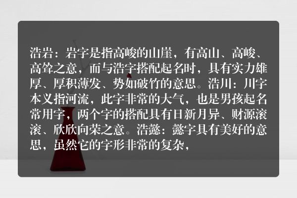 带有浩字的男孩名字